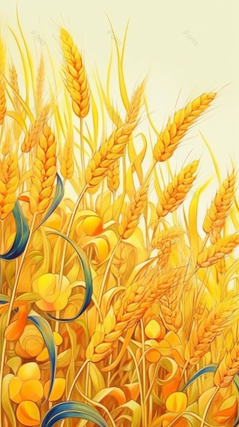 小麦金黄色的麦穗手绘背景植物插画图,插画/手绘图,插画/手绘图库,插画/手绘图下载,插画/手绘